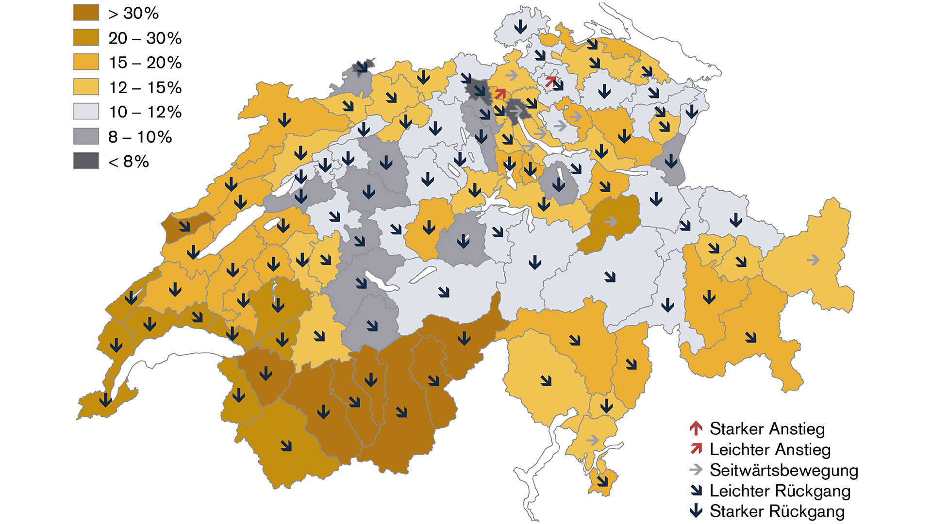 Bauzonenreserven in der Schweiz rückläufig