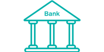 Icon mit Haus und der Aufschrift «Bank»