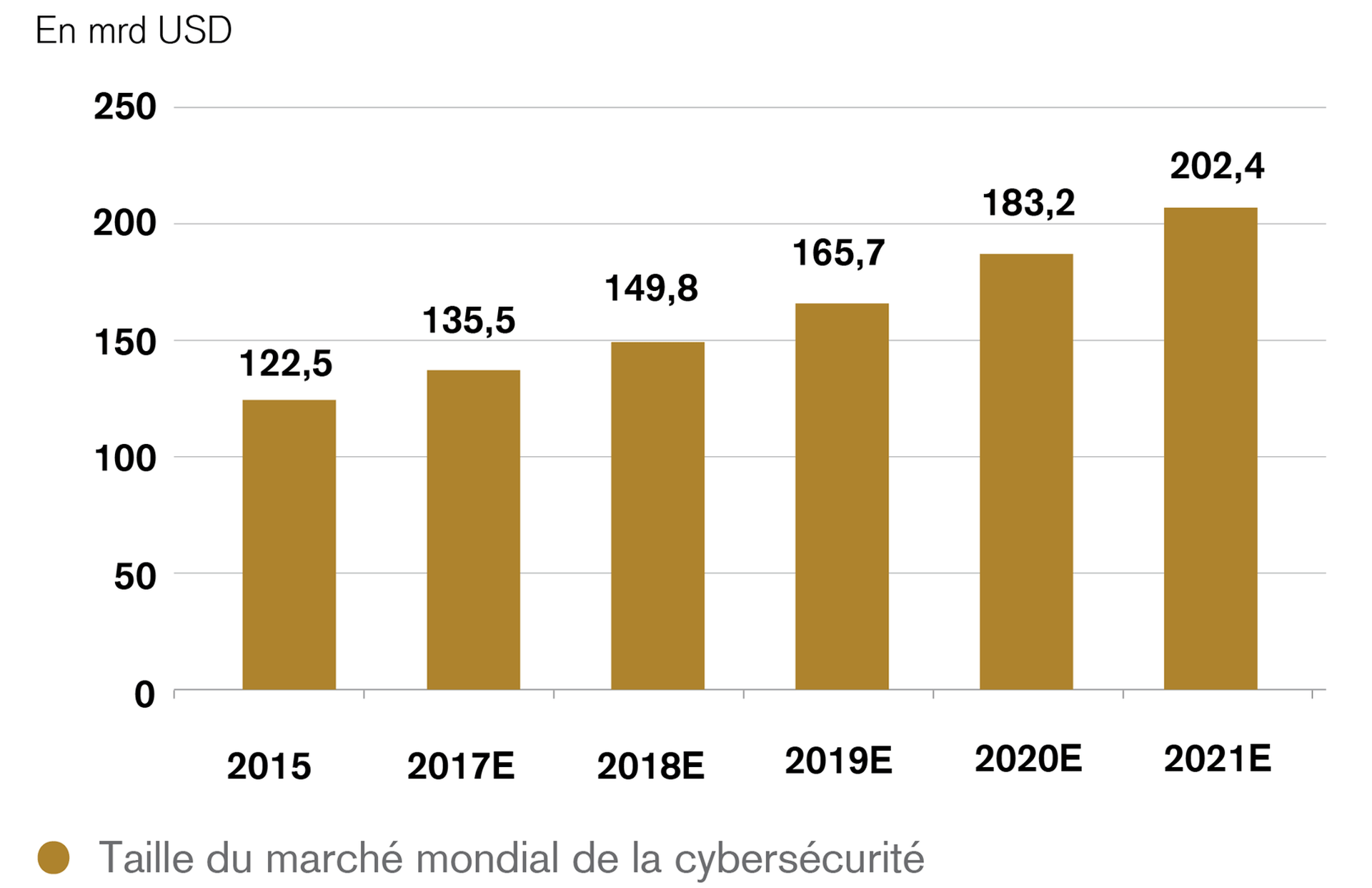 Dans les cinq prochaines années, le marché de la cybersécurité devrait croître de 10% p.a.