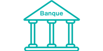 Icone avec une maison et l’inscription «Banque»