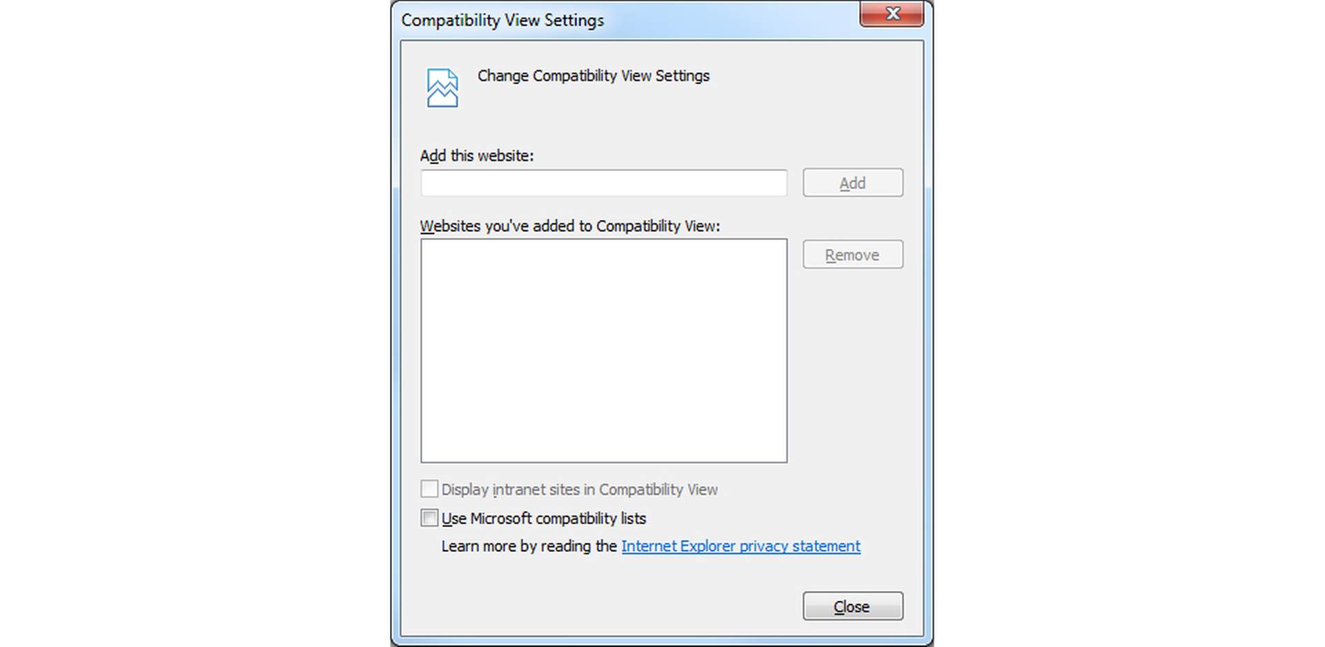 Compatibility View Settings 
