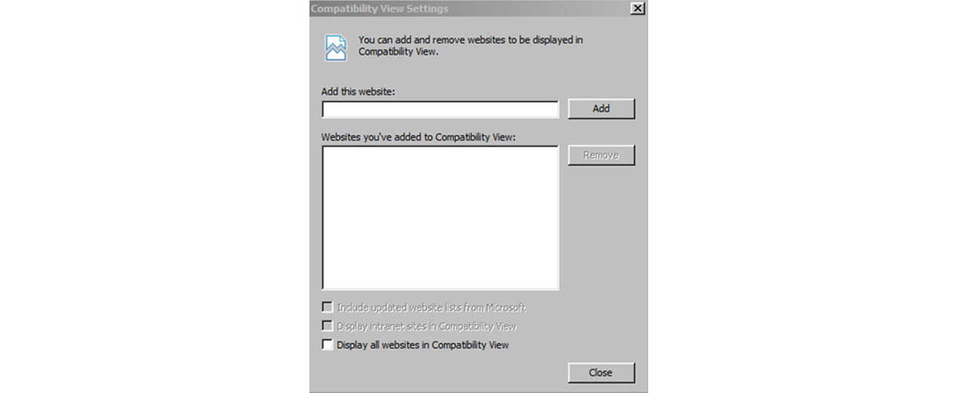 Compatibility View Setting in Internet Explorer