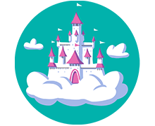 Icon mit Schloss in Wolken