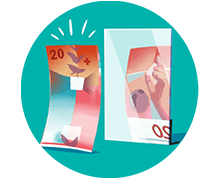 Icon with a banknote in front of a mirror