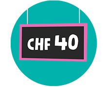 Icon mit Preisschild, auf dem «CHF 40» steht