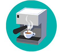 Icon mit einer Kaffeemaschine