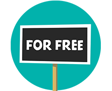 Icon with sign saying "free"