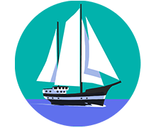 Icon mit einem Schiff