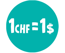Icona con 1 CHF = 1 dollaro