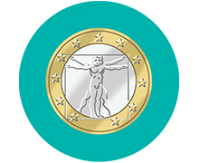 Icon mit einer Rückseite der italienischen Euromünze