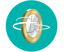 Icon mit Euromünze, die sich dreht