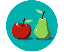 Icon mit einem Apfel und einer Birne