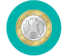 Icona con una moneta tedesca da 1 euro