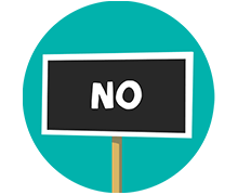 Icona con cartello con la scritta «No»